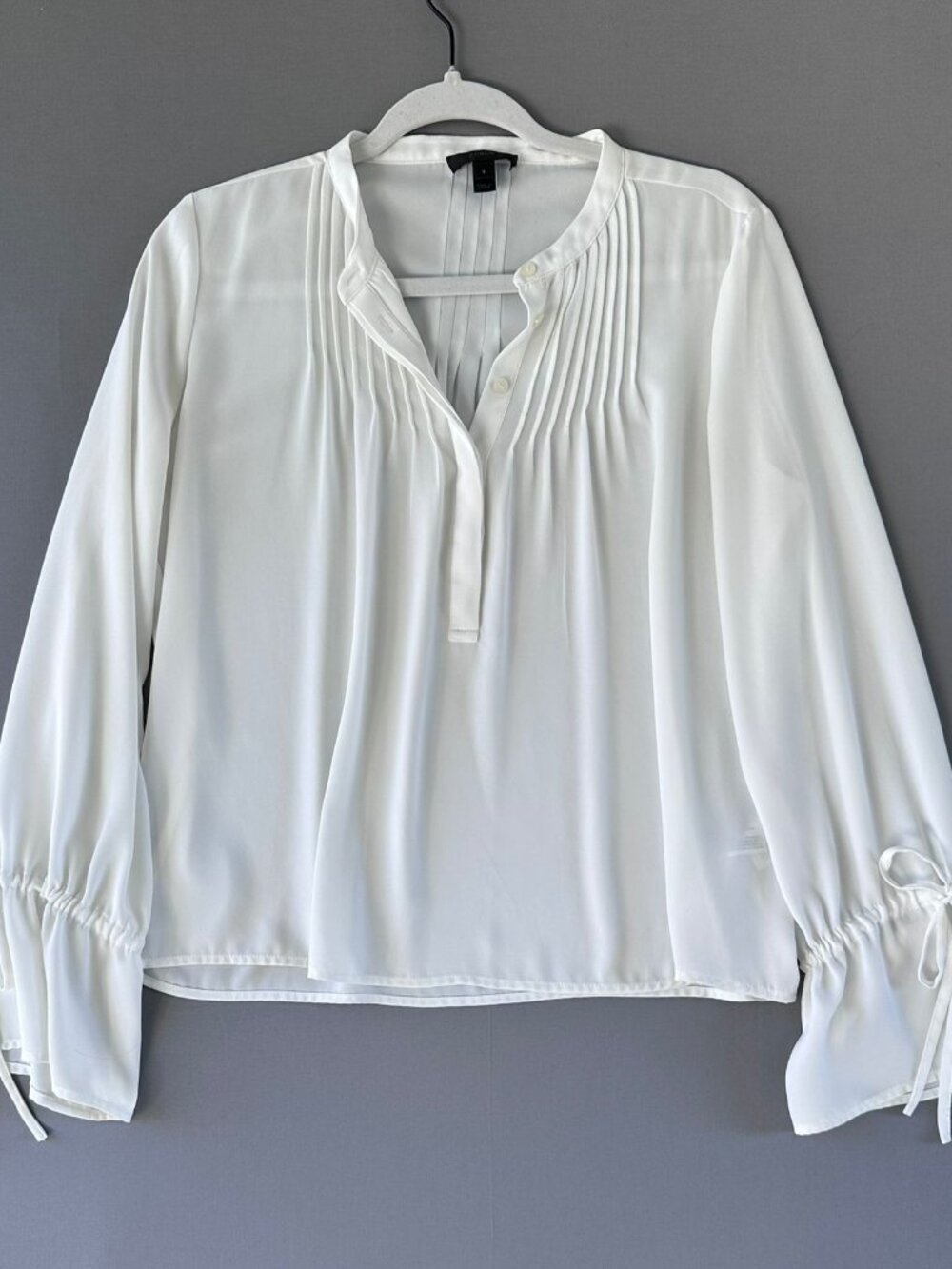 J Crew Tie-sleeve Top With Pintucks Ivory Size S